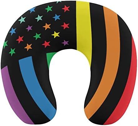 Rainbow American Flag LGBT Pillow de pescoço do orgulho gay LGBT U para a cabeça e pescoço Suporte de suporta