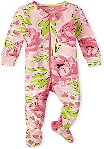 A casa infantil Baby e Criandler Girls Floral Snug Fit Cotton One Piece Pijamas