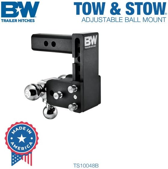 B&W Trailer Hitches Tow & Stow Ajusta Trailer Hitch Ball Mount - Cits 2 Receiver, Tri -Ball, 5 Drop,