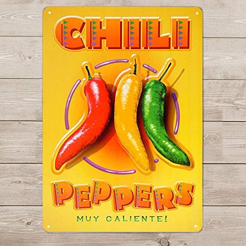 Artclub Chili Peppers Food picante Muy Caliente, sinal de lata de metal, Art Place Poster Kitchen Home