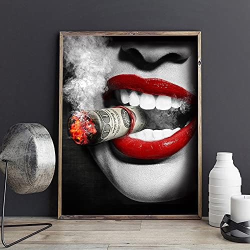 Fumando mulher, mulher vermelha, impressão de impressão a óleo pintura de parede de parede para sala