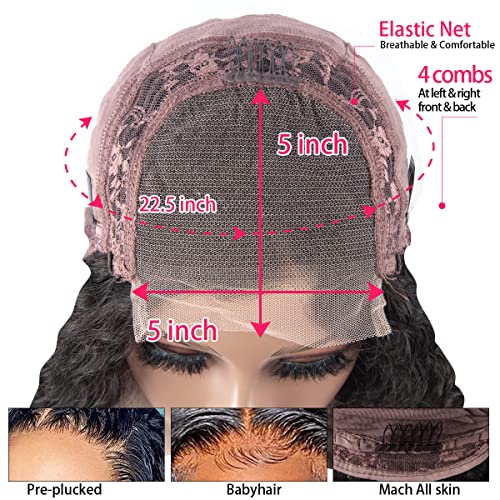 Ouri Hair Water Wave Wigs Wigs Humano Cabelo 5x5 Ondas de água Fechar perucas de cabelo humano 180% de densidade para mulheres negras