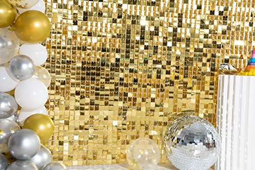 Kate 24pcs/Conjunto Light Gold Gold brilhante lantejoulas de parede Painéis