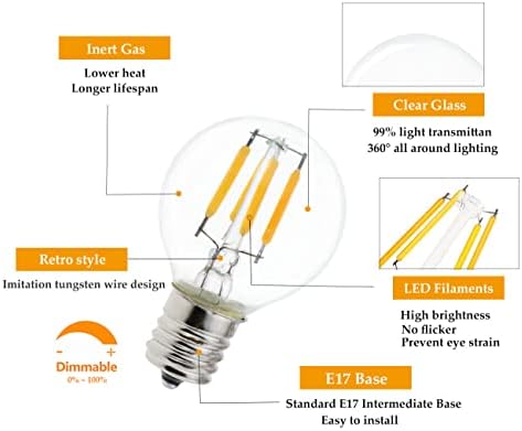 Lâmpada LED S11, 4W igual a 40W E17 Base Intermediária Mini-Globo Bulbo, Branco Natura