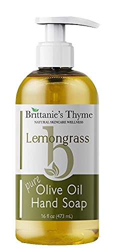 Brittanie's Thyme Organic Natural Hand Sabão, 16 oz hidratante sabonete castile feito azeite e óleos essenciais luxuosos naturais. VEGAN, GLUTEN e CRUELTIDA FREE,