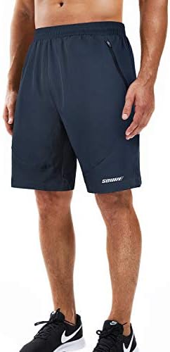 O Souke Sports Men's 2 em 1 treino curto de corrida 7 Quick Dry Gym Athletic Shorts Liner Zipper Pockets
