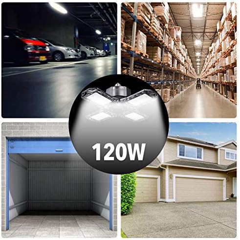 Luz de luminária de garagem dobrável ajustável Yalaz, lâmpadas de garagem LED, luzes LED de 12000lm