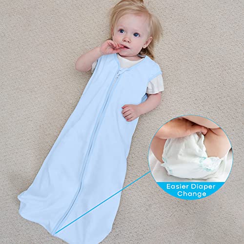 Saco de sono yooofoss bebê 18-24 meses algodão unissex saco de dormir de bebê com zíper de 2 vias Cobertores vestíveis 2 pacote respirável leve