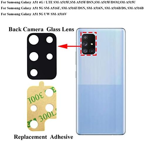 2 pacote Galaxy A51 Substituição de lente de vidro da câmera traseira para o Samsung Galaxy A51 2020 A515F