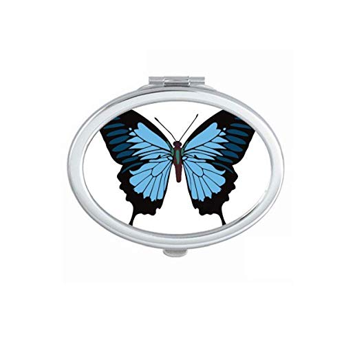 Amostra de borboleta em espelho azul escuro portátil dobra maquiagem de mão dupla lateral óculos