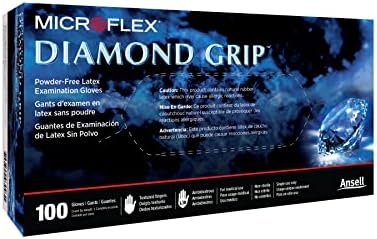 Microflex Diamond Grip MF -300 Luvas de látex descartáveis ​​para indústrias automotivas e de máquinas - pequenas