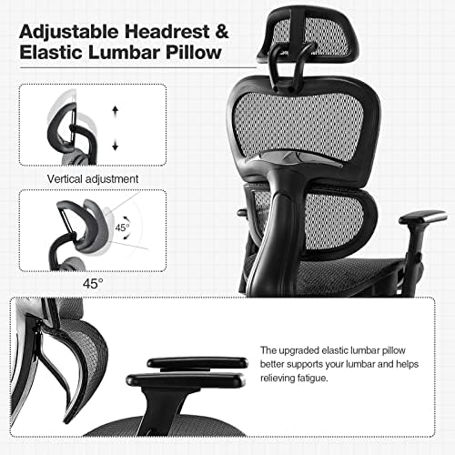 Presidente do escritório ergonômico, cadeira de escritório de malha alta com apoios de braços 3D
