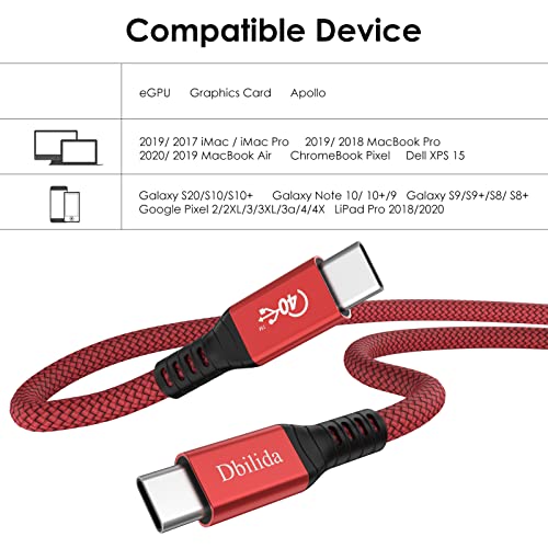 DBILIDA USB 4 CABO 1,6 pés, 40 Gbps de nylon suportes de cabo USB C [8k@60Hz, 5k/4k@60Hz], 5a 100w Charging