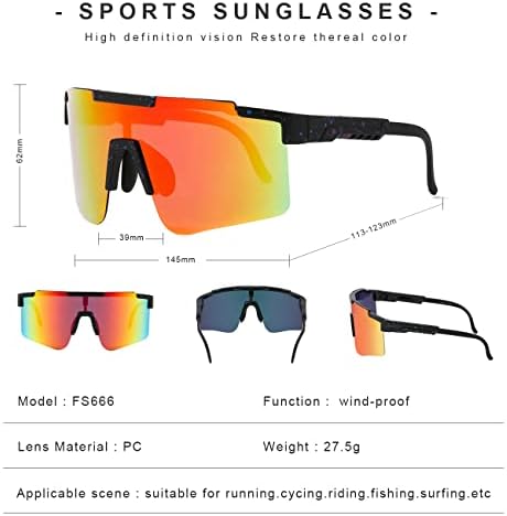 Óculos de sol esportivos rápidos, homens de moldura de policarbonato de policarbonato, óculos de sol de ciclismo, proteção ao ar livre de proteção UV400