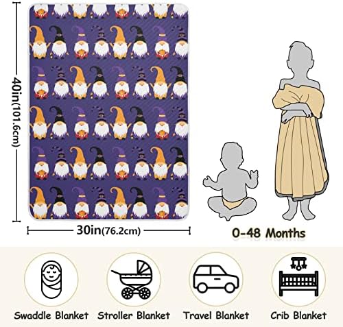 Clanta de swaddle Halloween Gnomos Elfos Cingonete de algodão para bebês, recebendo cobertor, cobertor leve e macio para berço, carrinho, cobertores de berçário, 30x40 in, roxo