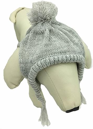 Traje de chapéu de malha de inverno clássico para cães de estimação para cães grandes, cinza médio/grande
