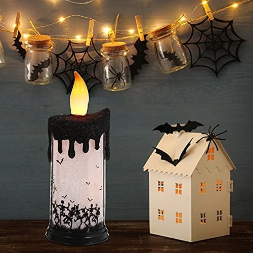 1pc sem led sem chamas Halloween Halloween Human Skeleton Pattern Candle Lamp sem bateria para casa/parede/cozinha/decoração