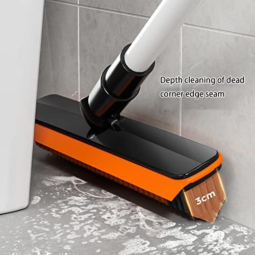 Zzwxwa 2 em 1 pincel de limpeza, escova de limpeza de limpeza escalável, raspar a escova de limpeza de cerdas rígidas em forma de V com rodo de 180 ° Rotativo, escova de piso com escova de rejunte de alça longa