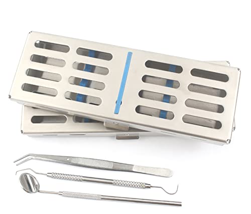 Conjunto ODONTOMED2011 de 2 cada bandeja de caixa de esterilização de esterilização de autoclave dental de grau alemão para 5 instrumentos+ 2 conjunto de 3 peças odm livre de odontologia