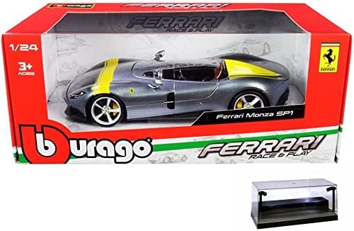 Diecast Car W/Exibir estampa - Ferrari Monza Sp1, Prata - Bburago 18-26027SIL - 1/24 Escala Diecast