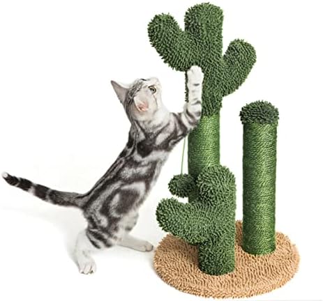 Pesofer cactus gato arranhando pós -gato scratcher com 3 postes de arranhões e bola pendurada para gatinho médio