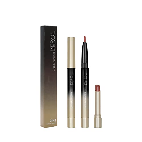 Lipstick Kissio, Liner e Conjunto de batom, lápis 2-em-1, batom fosco, pigmentação e longa duração, não seco,