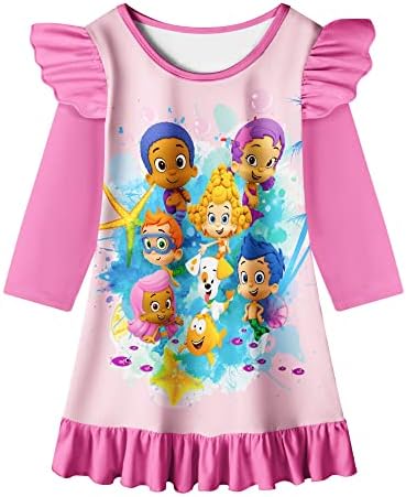 Irmã.Studio Bubble Cartoon Dress para criança meninas para crianças meninas de bebê Prind vestidos casuais Kid de