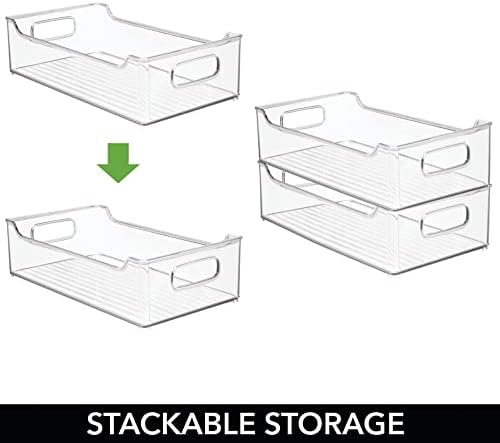 Mdesign Wide Plastic Bursery Storage Bins com alças para organização em prateleiras de gabinete,