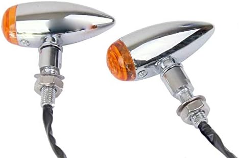 Motortogo Chrome Bullet Motorcycle LED Indicadores de sinal de virada pisca com lente âmbar compatível com estratoliadores da Yamaha 2010