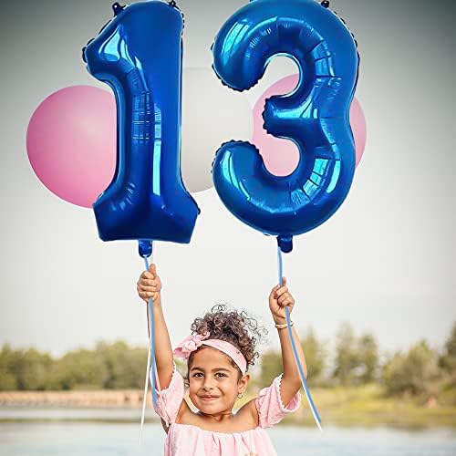Xlood número 53 balões de 32 polegadas Alfabeto de balão digital 53 Balões de aniversário Digit 53 Balões de hélio grandes balões para festas para festas de aniversário Bachelorette Bachelorette Bridal, número azul 53th