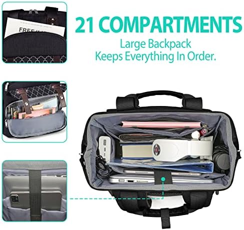 Mochila laptop Kuosdaz para mulheres, bolsa de laptop de trabalho de 15,6 polegadas com porto de carregamento