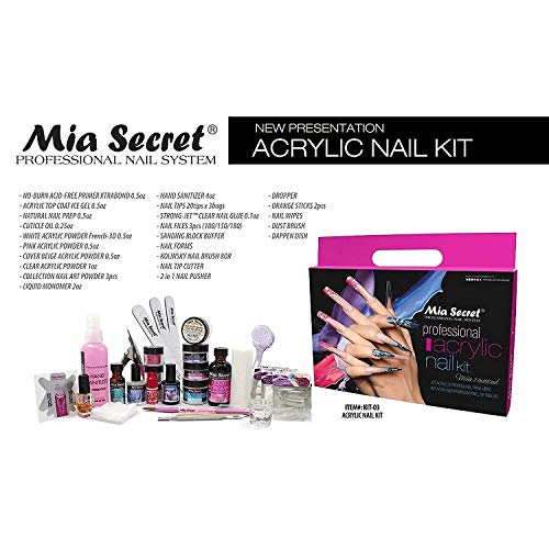 Mia Secret Professional Acrílico Pó de unhas e conjunto de líquidos, Kit Professional Kit-03 para iniciantes