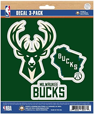 Fanmats 63241 Milwaukee Bucks 3 peças Conjunto de adesivos