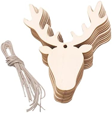 10pcs Wooden Christmas Deer Head Pingente pendurado de madeira decoração de madeira DIY Craft Christmas