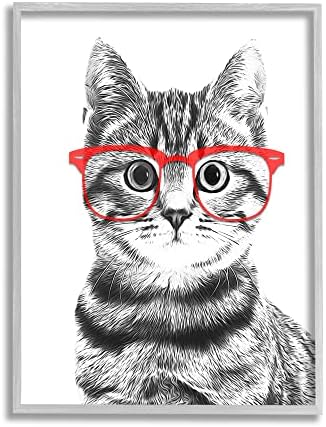 Stuell Industries Black White Monocromo Cat Red Glasses, Design de Annalisa Latella