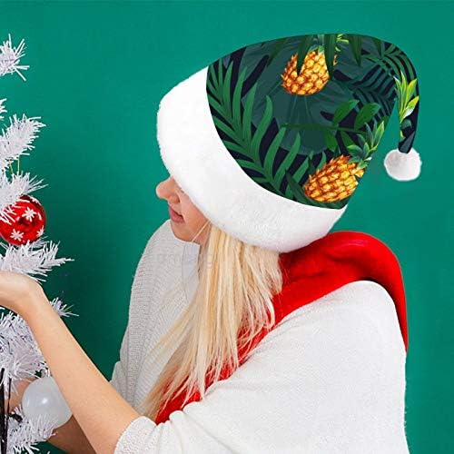Chapéu de Papai Noel de Natal, abacaxi folhas de férias de natal para adultos, UNissex Comfort Christmas Hats para