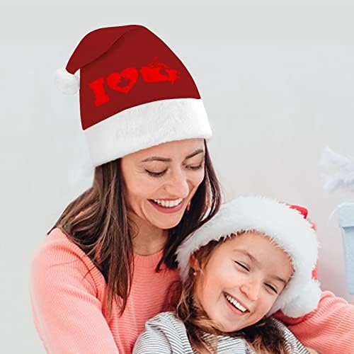 Eu amo mapa do Canadá chapéu de natal chapéu de Papai Noel para adultos unissex Comfort Classic Xmas Cap para férias