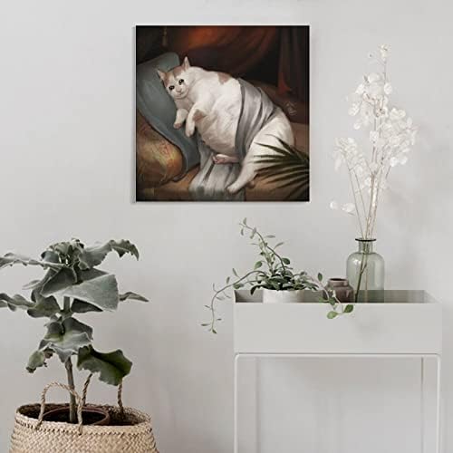 Pôsteres de pôster engraçado gato chorando em renascença pôster impressão de impressão para decoração de quarto da sala de estar 16x16inch estilo de quadro