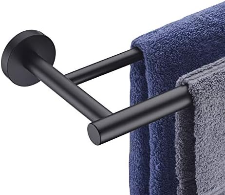 Barra de toalha de banho dupla hoooh, 24 polegadas de toalha de mão de aço inoxidável preto de 24 polegadas para