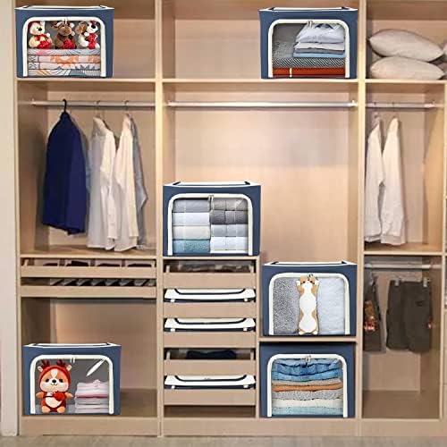 Caixas de armazenamento de roupas Organizador dobrável empilhável, alças resistentes com moldura