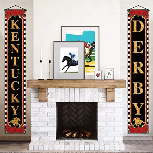 Nepnuser Kentucky Derby Porch Banner Churchill Downs Racing Racing Run for the Roses Front Door Window