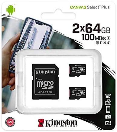 Kingston 64GB MicrosDXC Canvas Select Plus Classe 10 Flash Memory Cards Two pack + Adaptador único SDCS2