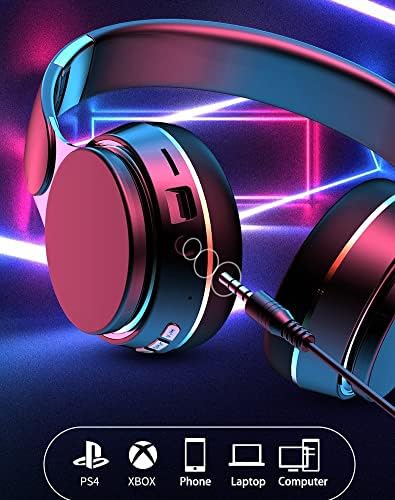 Fone de ouvido para jogos Bluetooth com fones de ouvido de microfone Bass Cancelamento de ruído para laptop PC do