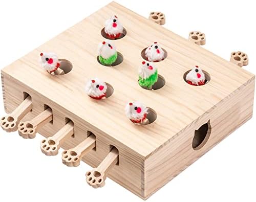Brinquedo de gato, brinquedos de madeira maciça de pancada interativa para gatos