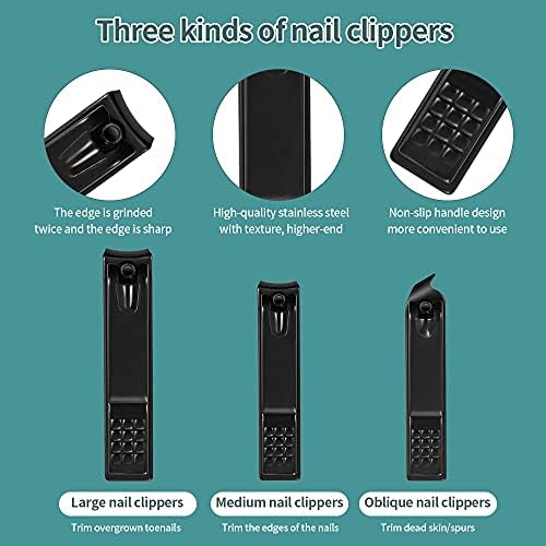 Azanu 18 em 1 conjunto de manicure Aço inoxidável Clippers Kit Pedicure Kit portátil Viagem portátil
