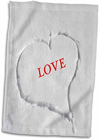 3drose Florene Humor - coração desenhado em neve com palavra amor adicionado - toalhas