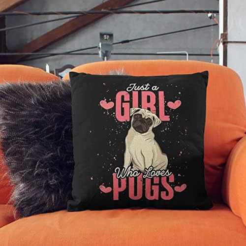M-qizi apenas uma garota que adora pugs lançar a capa de travesseiro, presentes para amantes de cães, travesseiro