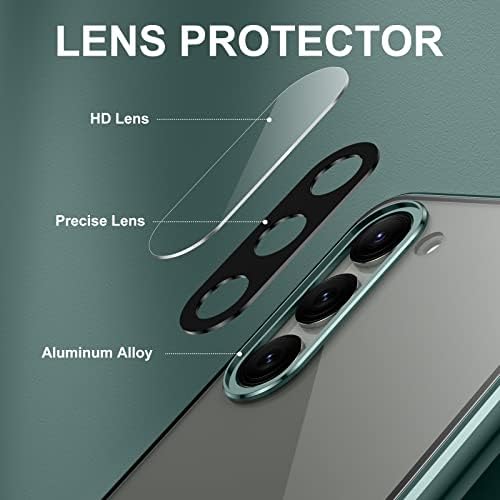 Jonwelsy Case for Samsung Galaxy S23, 360 graus de vidro de vidro limpo de vidro limpo Proteção de adsorção magnética Tampa de chinelos de moldura de metal para Samsung Galaxy S23