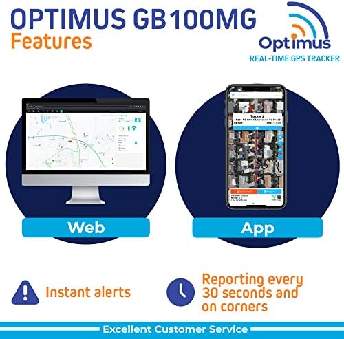 Optimus GB100M GPS Tracker para veículos - instalação fácil na bateria do carro - opções de
