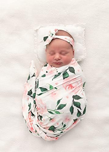 Vollmic recém -nascido bebê recebendo cobertor Swaddle Blanket Swaddle de malha elástica com faixa